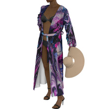 Load image into Gallery viewer, &quot;Purple Diamond&quot; All-Over Print Women&#39;s Lace-up Chiffon Robe (Print-On-Demand-Product)
