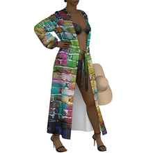 Load image into Gallery viewer, &quot;Graffiti Glamour&quot; All-Over Print Women&#39;s Lace-up Chiffon Robe
