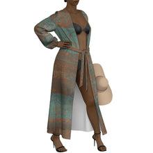 Load image into Gallery viewer, &quot;Azure&quot; All-Over Print Women&#39;s Lace-up Chiffon Robe
