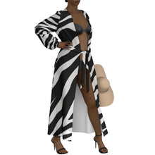 Load image into Gallery viewer, &quot;D. Ivory🥀🕊&quot; All-Over Print Women&#39;s Lace-up Chiffon Robe (Print-On-Demand-Product)
