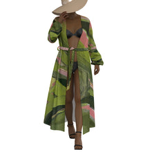 Load image into Gallery viewer, &quot;Olive Spice&quot; All-Over Print Women&#39;s Lace-up Chiffon Robe
