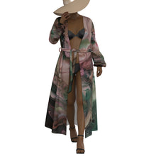 Load image into Gallery viewer, &quot;Make Me Blush&quot; All-Over Print Women&#39;s Lace-up Chiffon Robe
