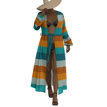 Load image into Gallery viewer, &quot;By His Stripes&quot; All-Over Print Women&#39;s Lace-up Chiffon Robe
