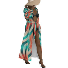 Load image into Gallery viewer, &quot;Fall For Me&quot; All-Over Print Women&#39;s Lace-up Chiffon Robe
