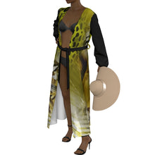 Load image into Gallery viewer, All-Over Print Women&#39;s Lace-up Chiffon Robe (Print-On-Demand-Product)
