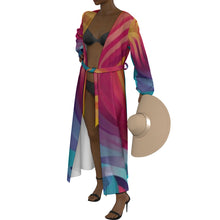 Load image into Gallery viewer, &quot;Razzle Dazzle&quot; All-Over Print Women&#39;s Lace-up Chiffon Robe
