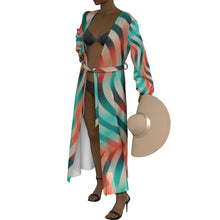 Load image into Gallery viewer, &quot;Fall For Me&quot; All-Over Print Women&#39;s Lace-up Chiffon Robe
