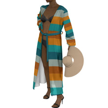 Load image into Gallery viewer, &quot;By His Stripes&quot; All-Over Print Women&#39;s Lace-up Chiffon Robe
