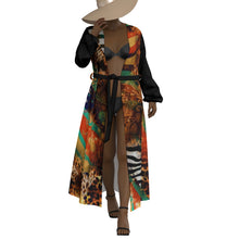 Load image into Gallery viewer, &quot;Rich Auntie&quot; All-Over Print Women&#39;s Lace-up Chiffon Robe (Print-On-Demand-Product)
