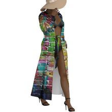 Load image into Gallery viewer, &quot;Graffiti Glamour&quot; All-Over Print Women&#39;s Lace-up Chiffon Robe
