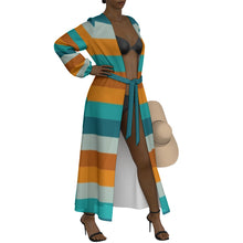 Load image into Gallery viewer, &quot;By His Stripes&quot; All-Over Print Women&#39;s Lace-up Chiffon Robe
