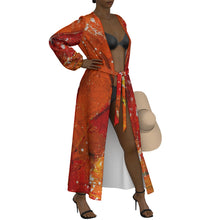 Load image into Gallery viewer, &quot;Wind and Fire&quot; All-Over Print Women&#39;s Lace-up Chiffon Robe (Print-On-Demand-Product)
