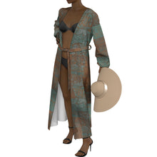 Load image into Gallery viewer, &quot;Azure&quot; All-Over Print Women&#39;s Lace-up Chiffon Robe

