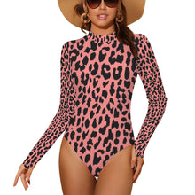 Load image into Gallery viewer, &quot;Catch This Vibe&quot; Backless Long Sleeve One-Piece Swimsuit (Print-On-Demand-Product)
