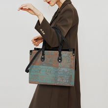 Load image into Gallery viewer, &quot;Azure&quot; (black straps)&quot; Custom Women&#39;s Handbag-Medium (Model 1747) (Print-On-Demand-Product)
