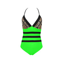 Load image into Gallery viewer, &quot;Do What You Want&quot; Lace Band Embossing Swimsuit (ModelS15) (Print-On-Demand-Product)
