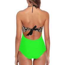 Load image into Gallery viewer, &quot;Do What You Want&quot; Lace Band Embossing Swimsuit (ModelS15) (Print-On-Demand-Product)
