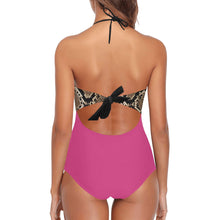 Load image into Gallery viewer, &quot;Do What You Want&quot; Lace Band Embossing Swimsuit (ModelS15) (Print-On-Demand-Product)
