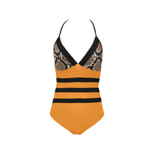 Load image into Gallery viewer, &quot;Do What You Want&quot; Lace Band Embossing Swimsuit (ModelS15) (Print-On-Demand-Product)
