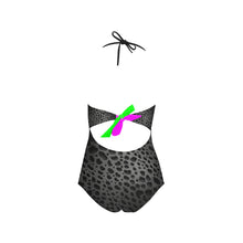 Load image into Gallery viewer, &quot;Blackberry&quot; Remix Lace Band Embossing Swimsuit (ModelS15) (Print-On-Demand-Product)
