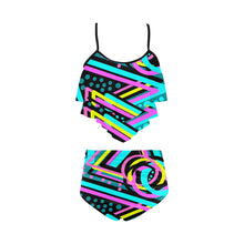 Load image into Gallery viewer, &quot;Show Time&quot; High Waisted Double Ruffle Bikini Set (ModelS34) (Print-On-Demand-Product)
