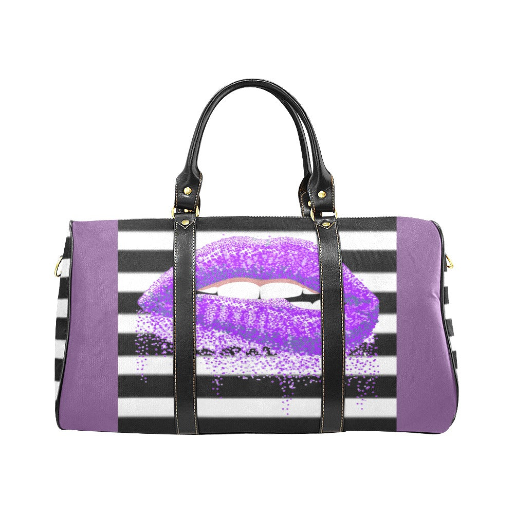 Purple Kisses Travel Bag Black (Small) (Model1639)Print-On-Demand Product