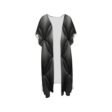 Load image into Gallery viewer, &quot;Midnight Flex&quot; Kimono Mid-Length Side Slits Chiffon Cover Up (Model H50) (Print-On-Demand-Product)
