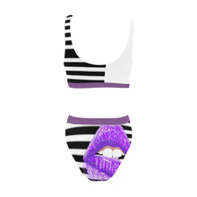 Load image into Gallery viewer, Purple Kisses_5309459[1] Sport Top &amp; High-Waisted Bikini Swimsuit (Model S07) Print-On-Demand Product
