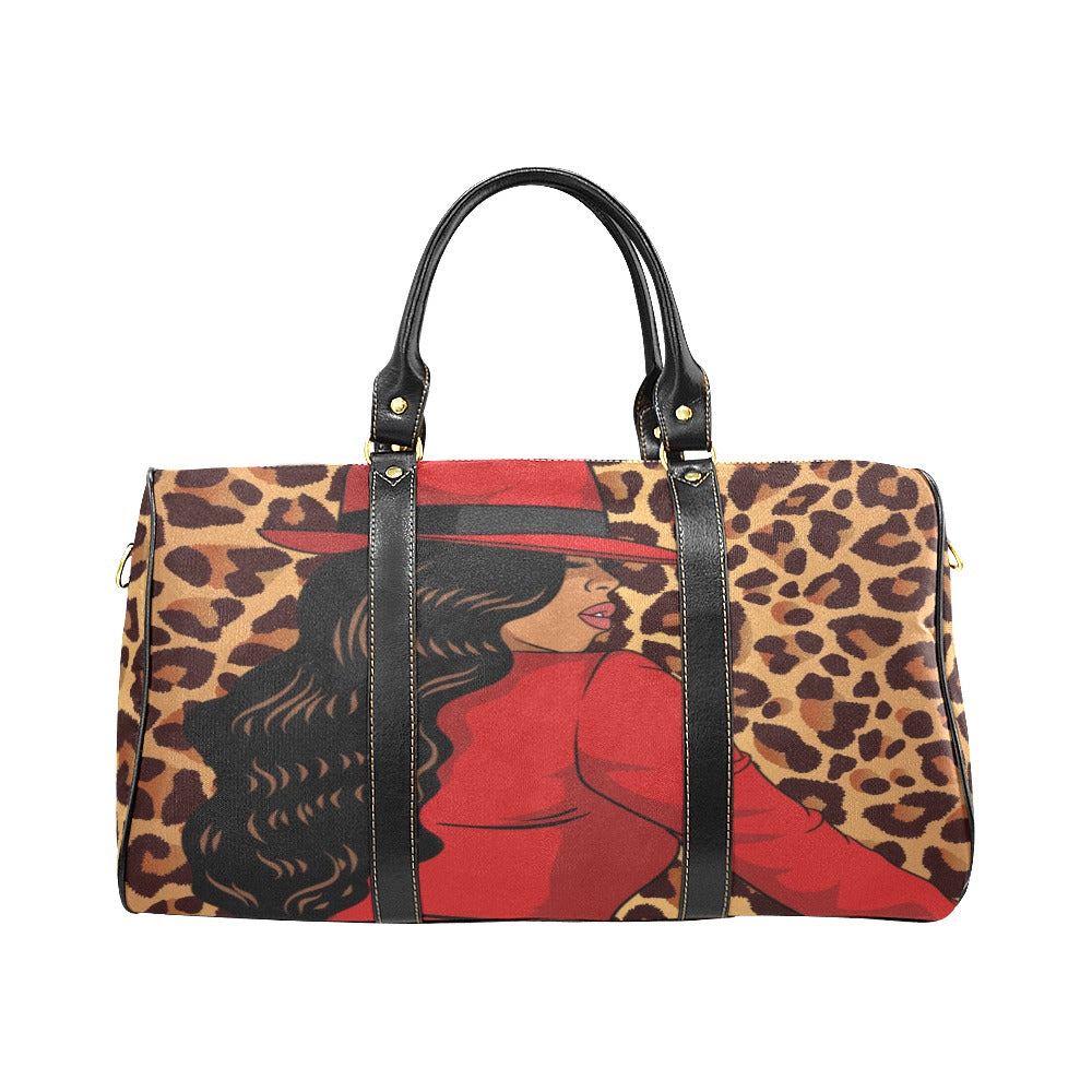 Pretty in Red Travel Bag Black (Small) (Model1639) Print-On-Demand-Product
