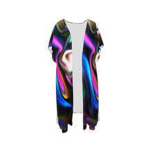 Load image into Gallery viewer, Feisty Girl Kimono Mid-Length Side Slits Chiffon Cover Up (Model H50) (Print-On-Demand-Product)
