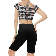 Load image into Gallery viewer, &quot;Google Me&quot; Women&#39;s Ruched Drawstring Crop Top Two Piece Set(ModelSets06) (Print-On-Demand-Product)
