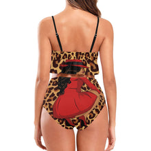 Load image into Gallery viewer, Pretty in Red Ruffle Hem Bikini Swimsuit (Model S35) Print-On-Demand Product
