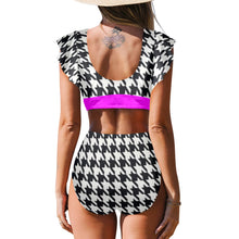 Load image into Gallery viewer, &quot;Unbothered&quot; Fuchsia Women&#39;s Ruffle Sleeve Bikini Swimsuit（Model S42) (Print-On-Demand-Product)
