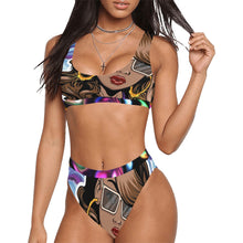 Load image into Gallery viewer, Feisty Girl Sport Top &amp; High-Waisted Bikini Swimsuit (Model S07) Print-On-Demand Product
