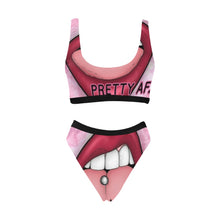 Load image into Gallery viewer, Pretty AF. Sport Top &amp; High-Waisted Bikini Swimsuit (Model S07) Print-On-Demand Product
