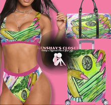 Load image into Gallery viewer, Money Moves Sport Top &amp; High-Waisted Bikini Swimsuit (Model S07) Print-On-Demand Product
