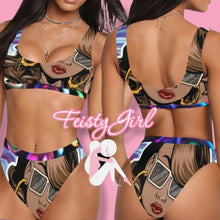 Load image into Gallery viewer, Feisty Girl Sport Top &amp; High-Waisted Bikini Swimsuit (Model S07) Print-On-Demand Product

