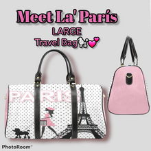 Load image into Gallery viewer, PARIS Pink Travel Bag (Black) Print-On-Demand Product
