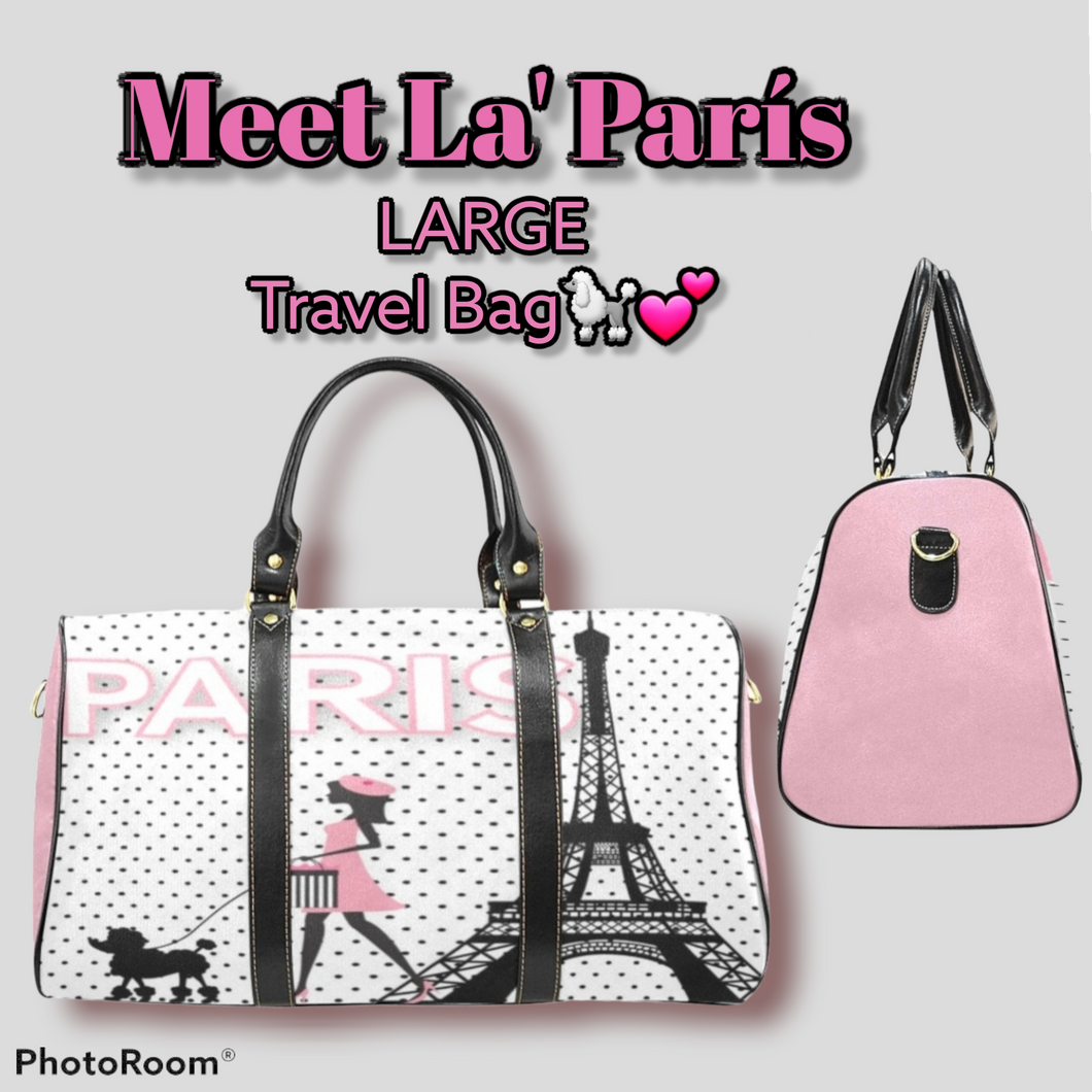 PARIS Pink Travel Bag (Black) Print-On-Demand Product
