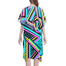 Load image into Gallery viewer, &quot;Show Time&quot; Kimono Mid-Length Side Slits Chiffon Cover Up (Model H50) (Print-On-Demand-Product)
