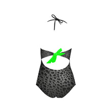 Load image into Gallery viewer, &quot;Blackberry&quot; Slime Lace Band Embossing Swimsuit (ModelS15) (Print-On-Demand-Product)
