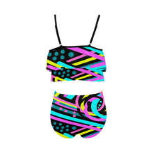 Load image into Gallery viewer, &quot;Show Time&quot; High Waisted Double Ruffle Bikini Set (ModelS34) (Print-On-Demand-Product)
