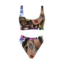 Load image into Gallery viewer, Feisty Girl Sport Top &amp; High-Waisted Bikini Swimsuit (Model S07) Print-On-Demand Product
