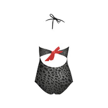 Load image into Gallery viewer, &quot;Blackberry&quot; Red Lace Band Embossing Swimsuit (ModelS15) (Print-On-Demand-Product)
