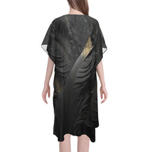 Load image into Gallery viewer, &quot;Ruffle My Feathers&quot; Mid-Length Side Slits Chiffon Cover Up (Model H50) (Print-On-Demand-Product)
