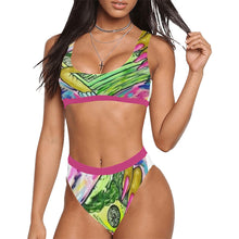 Load image into Gallery viewer, Money Moves Sport Top &amp; High-Waisted Bikini Swimsuit (Model S07) Print-On-Demand Product
