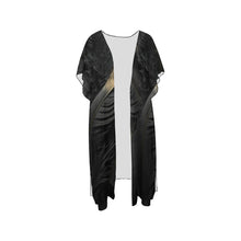 Load image into Gallery viewer, &quot;Ruffle My Feathers&quot; Mid-Length Side Slits Chiffon Cover Up (Model H50) (Print-On-Demand-Product)
